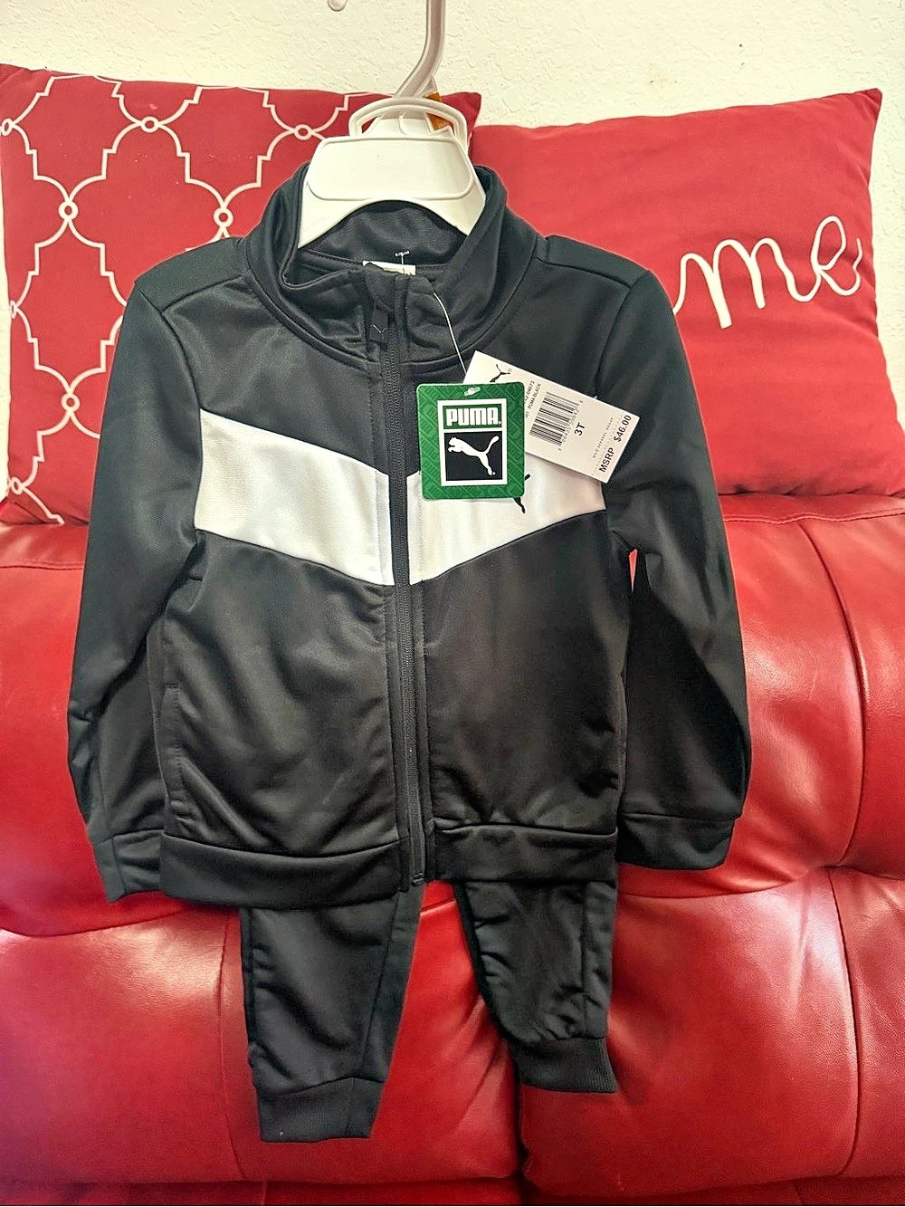 Puma Toddler Boys Track Jacket and Pants Set Baby 3T Black & White